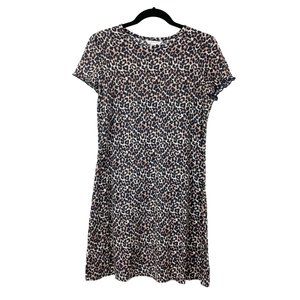 American Eagle Woman's L Brown & Black Leopard Print Short Sleeve A Line Dress